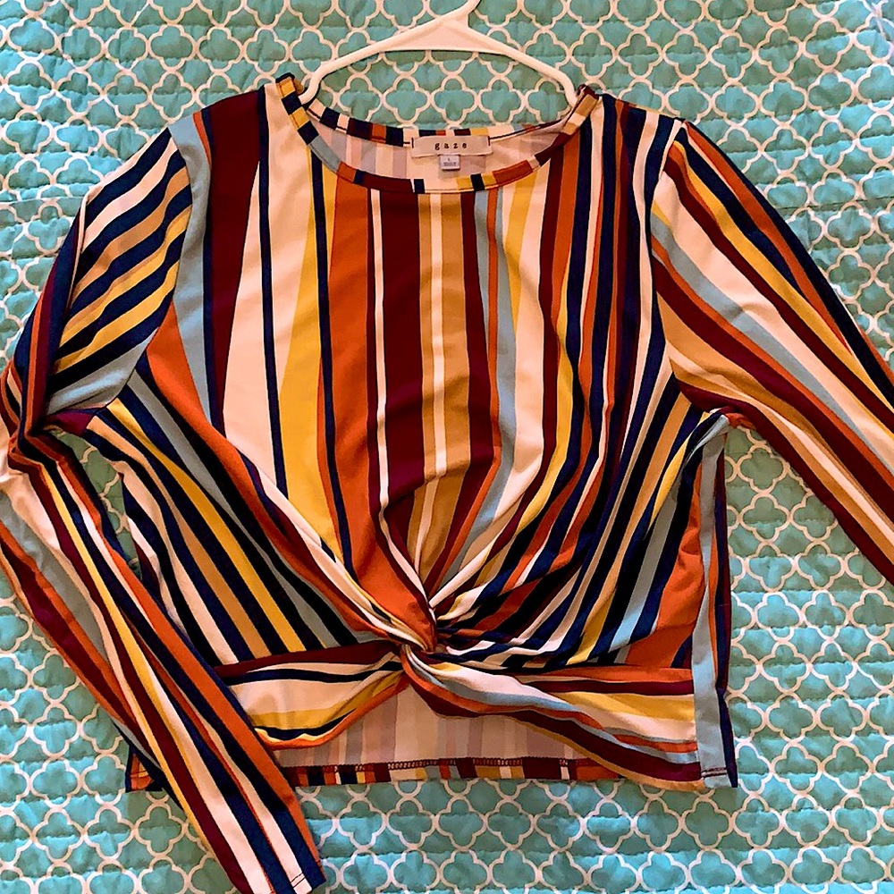 Multicolored striped crop top